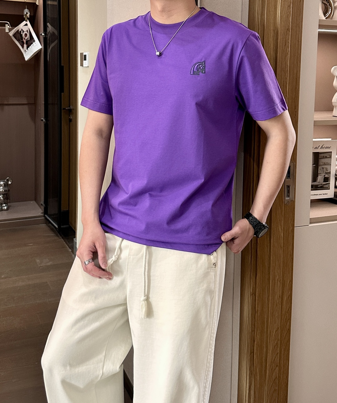 2026ss 夏季新款 H家男士 圆领T恤短袖胸前H家最新图案 采用新工艺 高周波工艺！以经典H家丝线勾