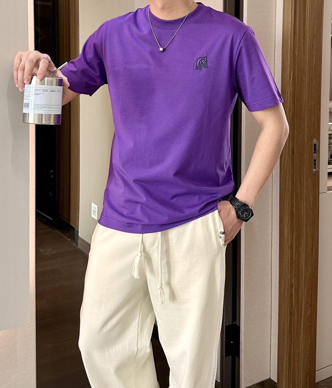 2026ss 夏季新款 H家男士 圆领T恤短袖胸前H家最新图案 采用新工艺 高周波工艺！以经典H家丝线勾