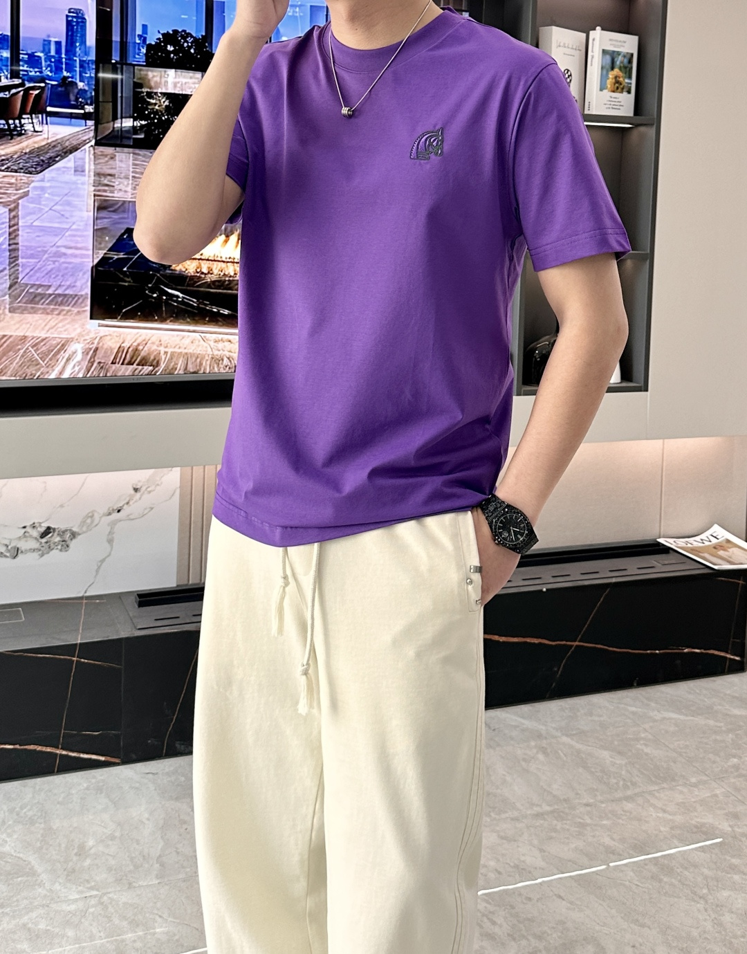 2026ss 夏季新款 H家男士 圆领T恤短袖胸前H家最新图案 采用新工艺 高周波工艺！以经典H家丝线勾