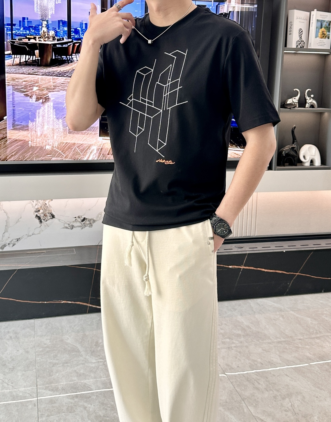 2026ss 夏季新款 H家男士 圆领棉质短袖T恤线条勾勒的优雅，真正的奢侈，是把匠心穿在身上。这件T恤