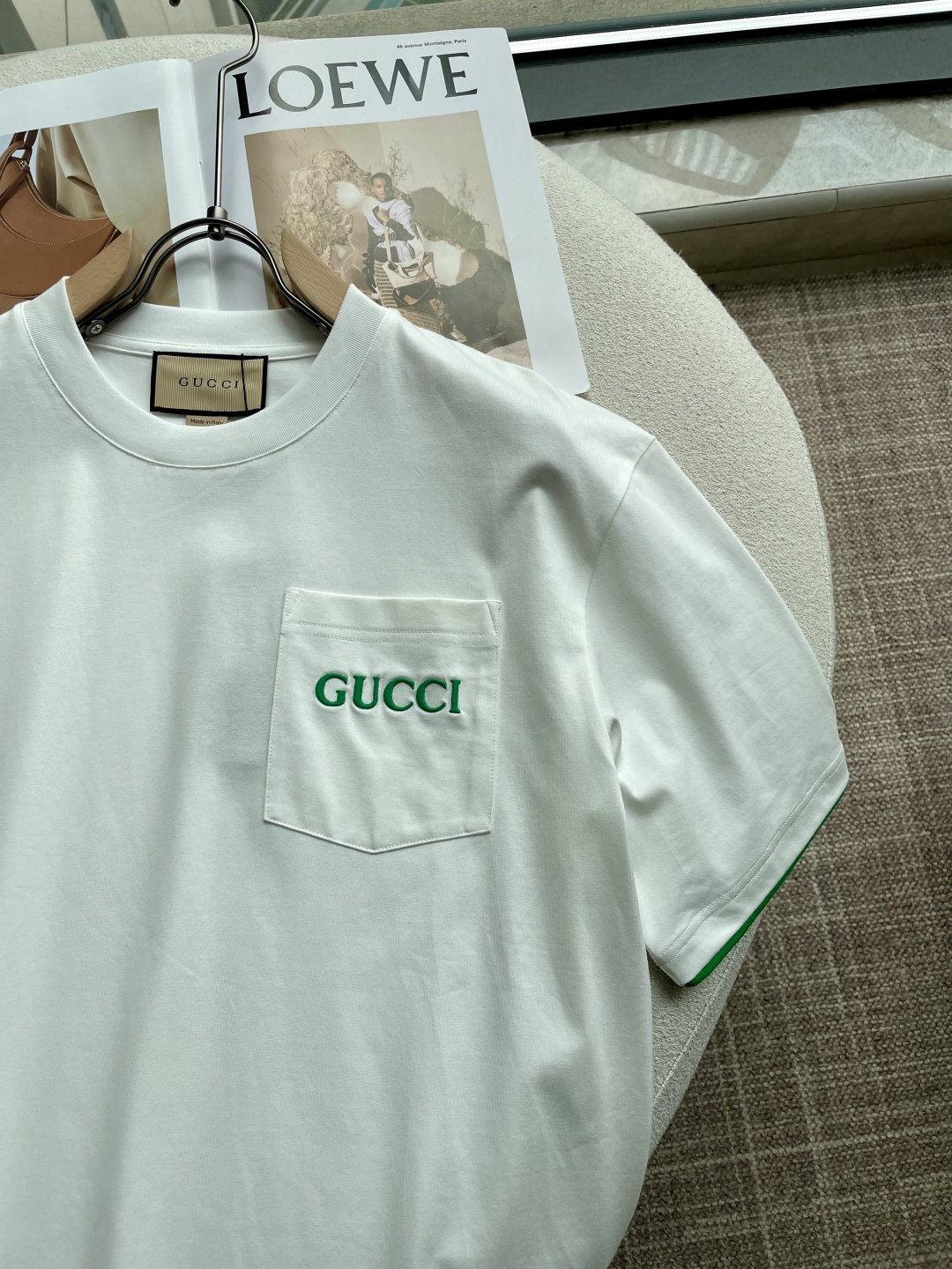 GUCC 2026春夏新款首发专柜最新款短袖圆领T恤 高端订制 设计前卫时尚！品牌logo重工艺设计 高