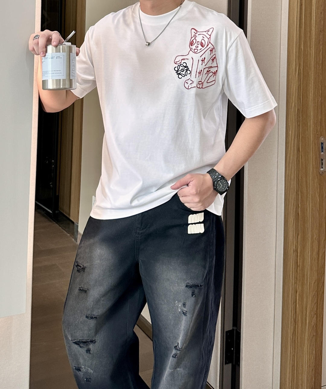 Loewe 2026春夏新款首发专柜最新款短袖圆领T恤 高端订制 设计前卫时尚！品牌logo重工艺设计 