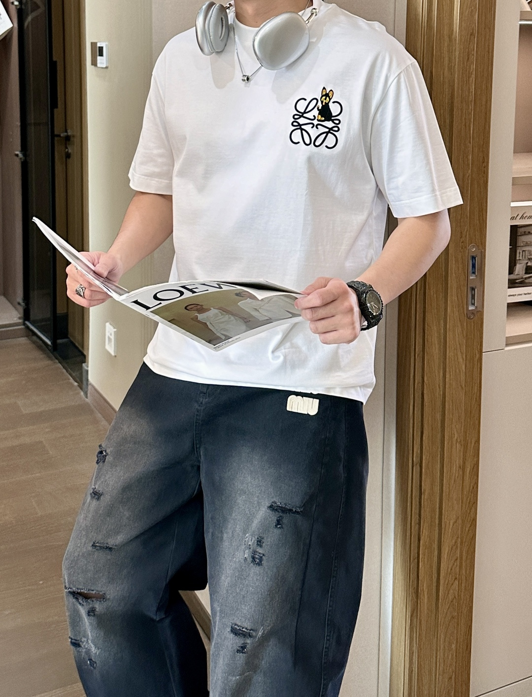 Loewe 2026春夏新款首发专柜最新款短袖圆领T恤 高端订制 设计前卫时尚！品牌logo重工艺设计 