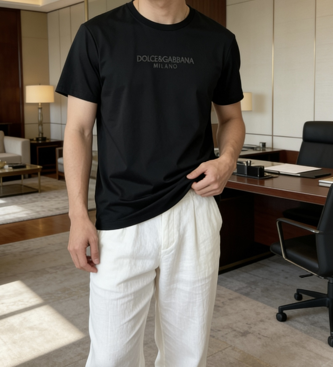 · DG 2026 春夏新款男士短袖T恤，全新升级百搭基础款，低调奢华，品格之选！甄选进口丝光棉打造而成