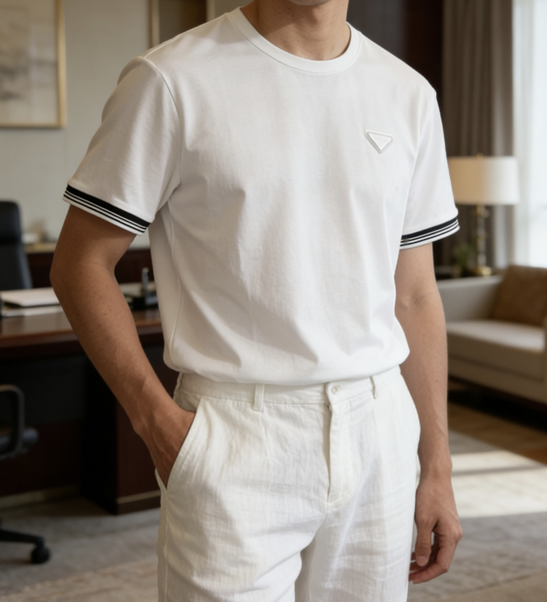 · Prad 2026 春夏新款男士短袖T恤，全新升级百搭基础款，低调奢华，品格之选！甄选进口丝光棉打造