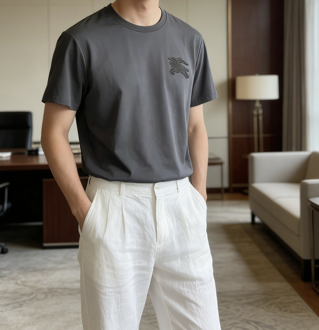 · Bur 2026 春夏新款男士短袖T恤，全新升级百搭基础款，低调奢华，品格之选！甄选进口丝光棉打造而