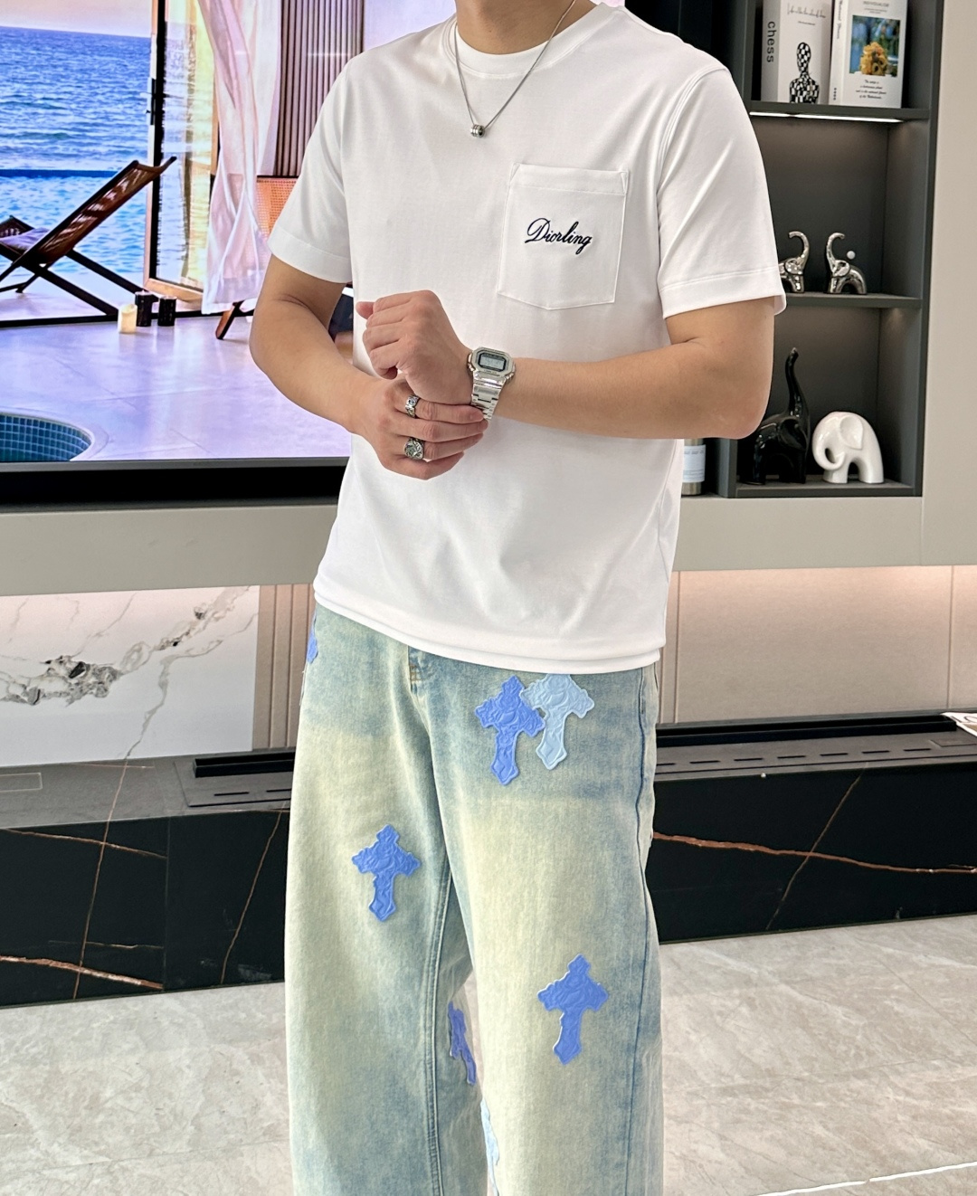 · D奥 2026春夏新款首发专柜最新款短袖圆领T恤 高端订制 设计前卫时尚！品牌logo重工艺设计 高