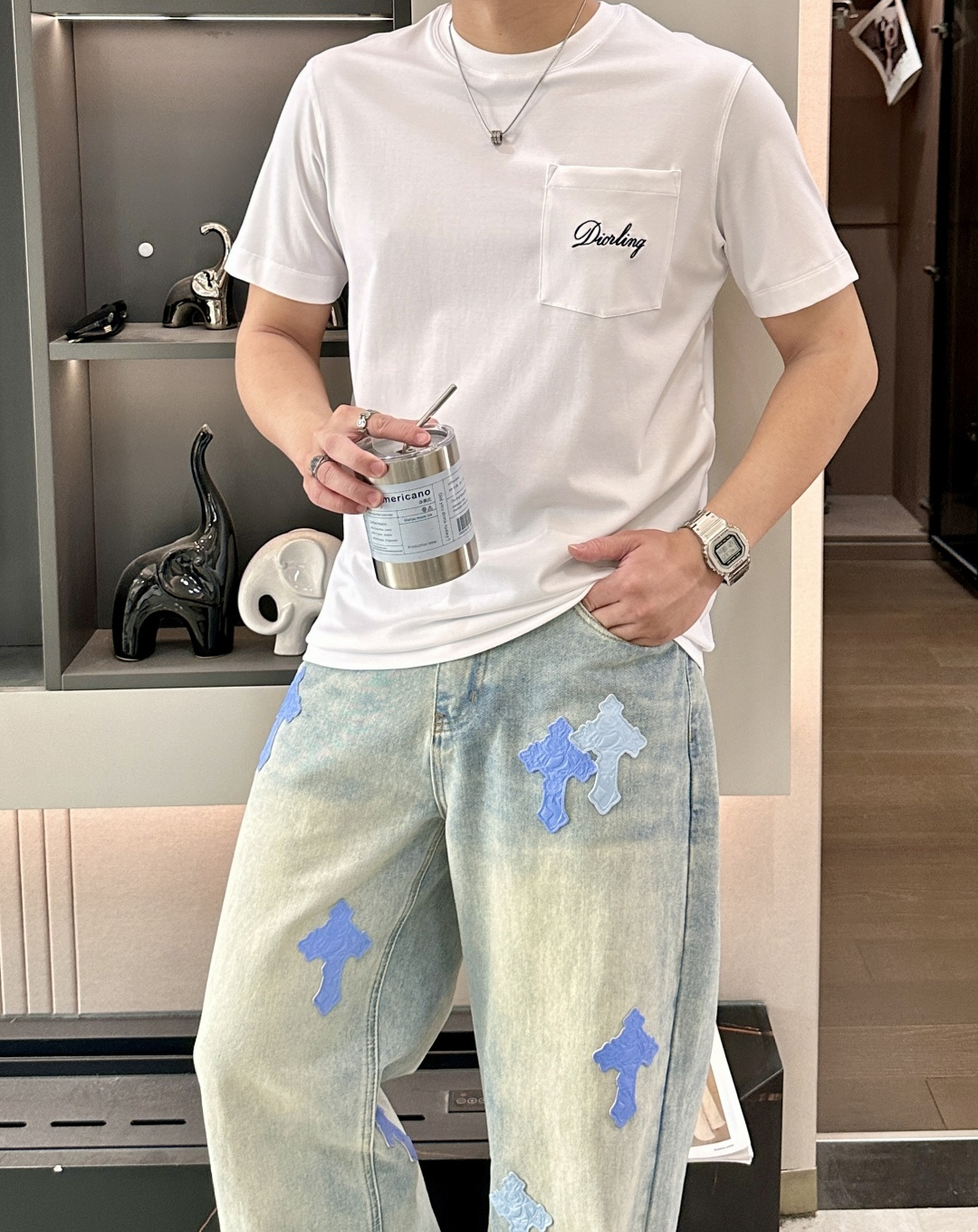 · D奥 2026春夏新款首发专柜最新款短袖圆领T恤 高端订制 设计前卫时尚！品牌logo重工艺设计 高