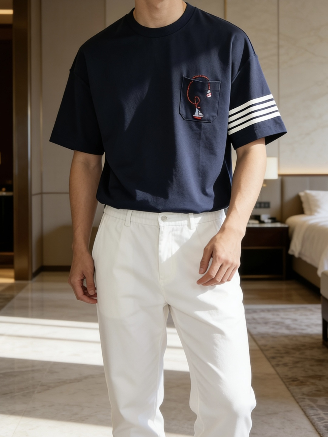 TB 2026春夏新款男士短袖T恤，全新升级百搭基础款，低调奢华，品格之选！甄选进口丝光棉打造而成，吸湿