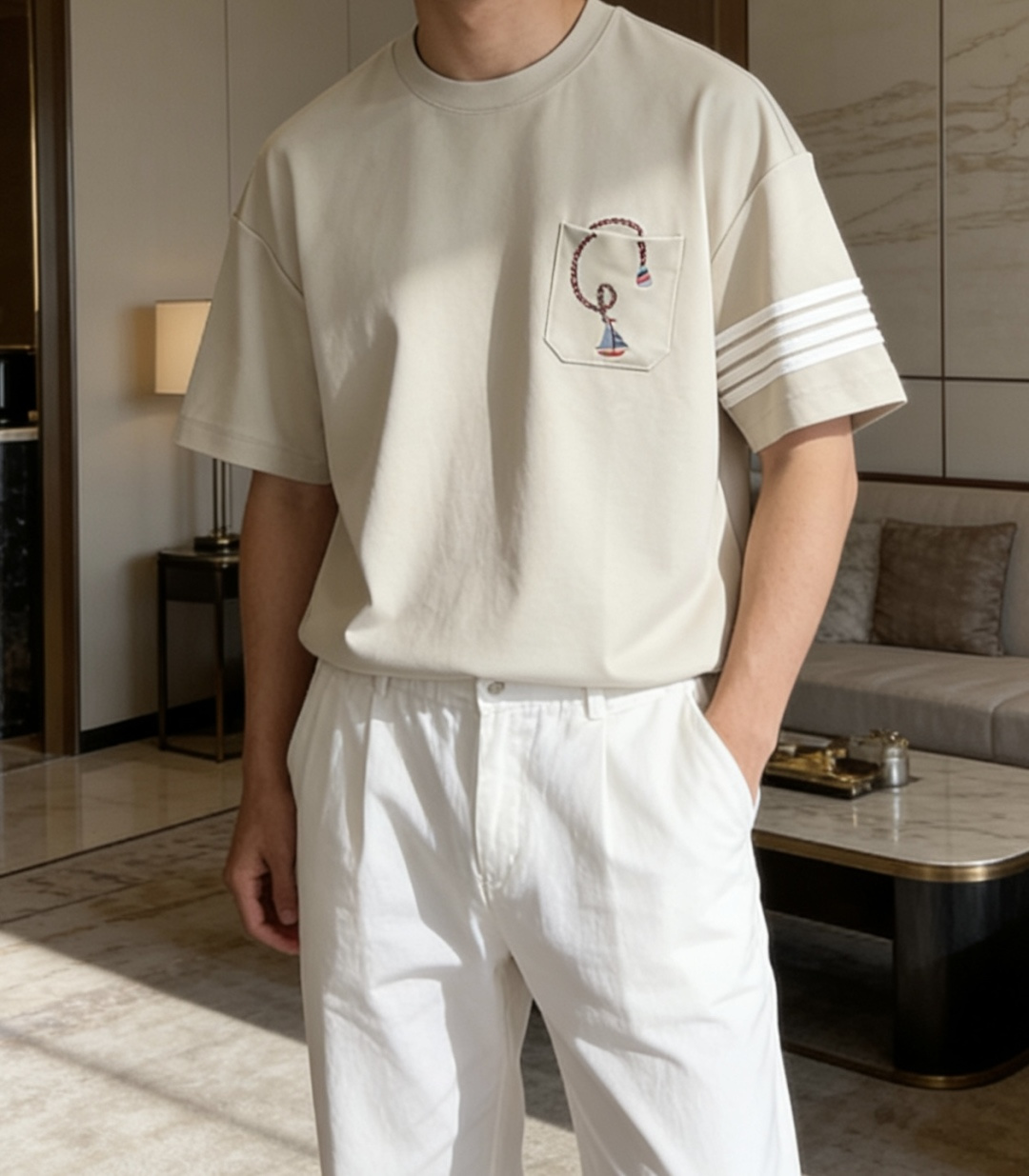 TB 2026春夏新款男士短袖T恤，全新升级百搭基础款，低调奢华，品格之选！甄选进口丝光棉打造而成，吸湿