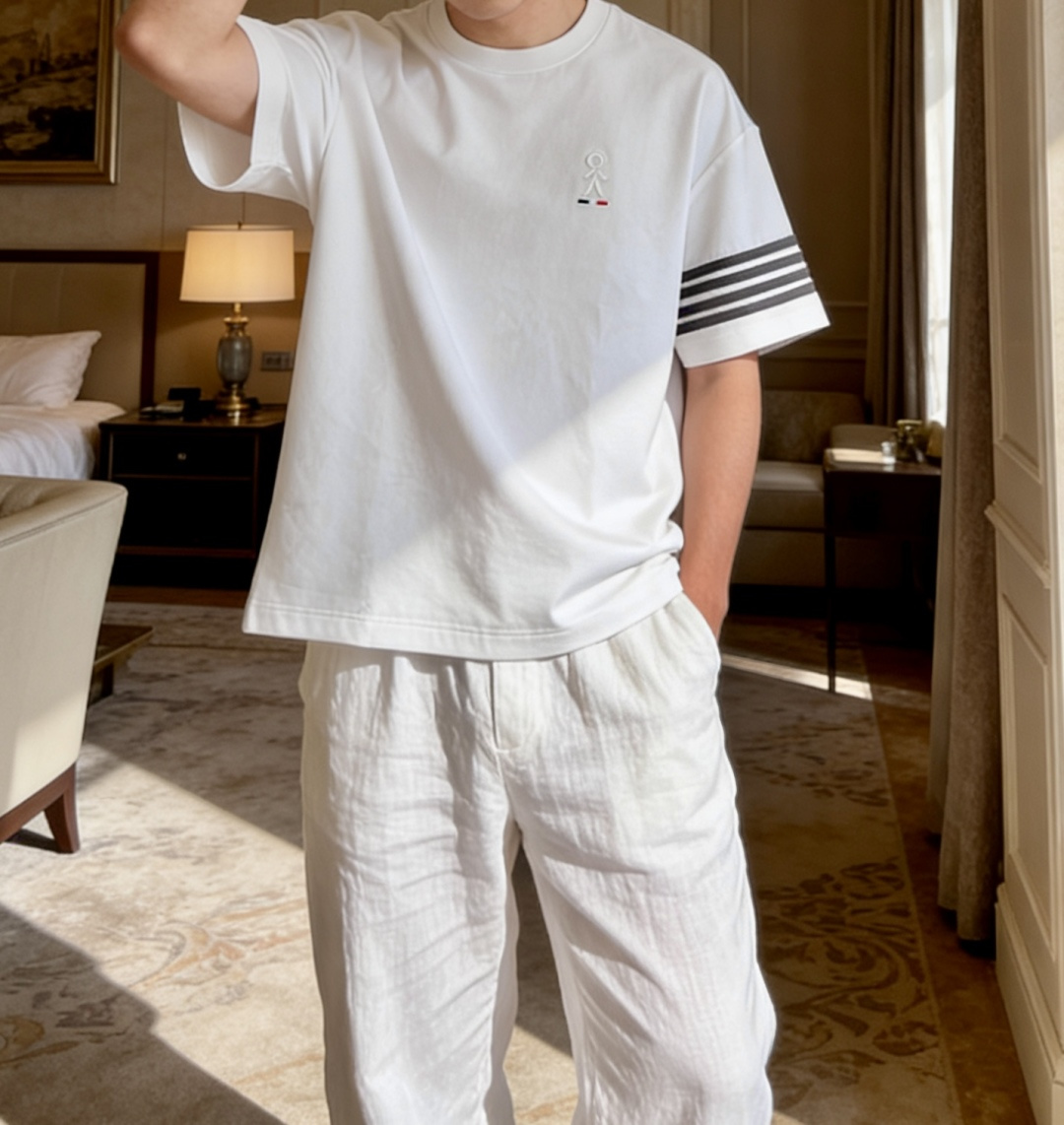 TB 2026春夏新款男士短袖T恤，全新升级百搭基础款，低调奢华，品格之选！甄选进口丝光棉打造而成，吸湿