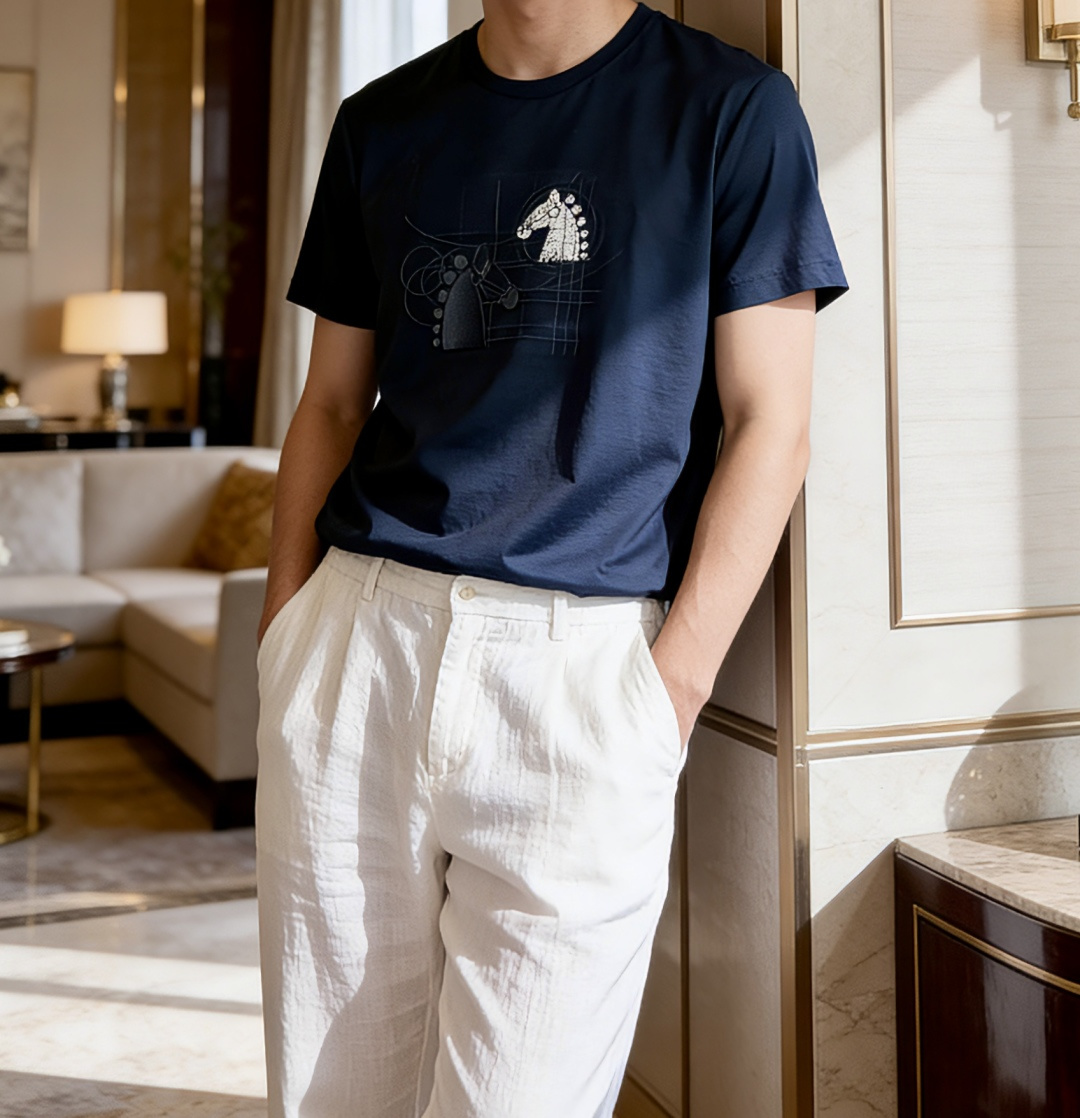 爱🐎仕 2026春夏新款男士短袖T恤，全新升级百搭基础款，低调奢华，品格之选！甄选进口丝光棉打造而成，吸
