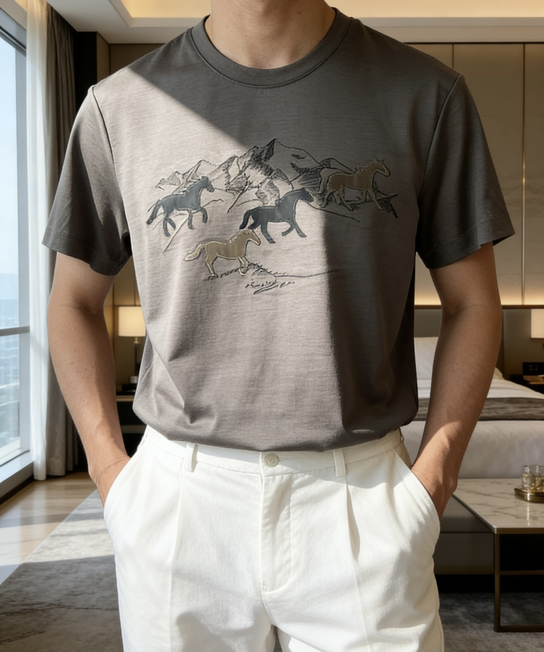 爱🐎仕 2026春夏新款男士短袖T恤，全新升级百搭基础款，低调奢华，品格之选！甄选进口丝光棉打造而成，吸