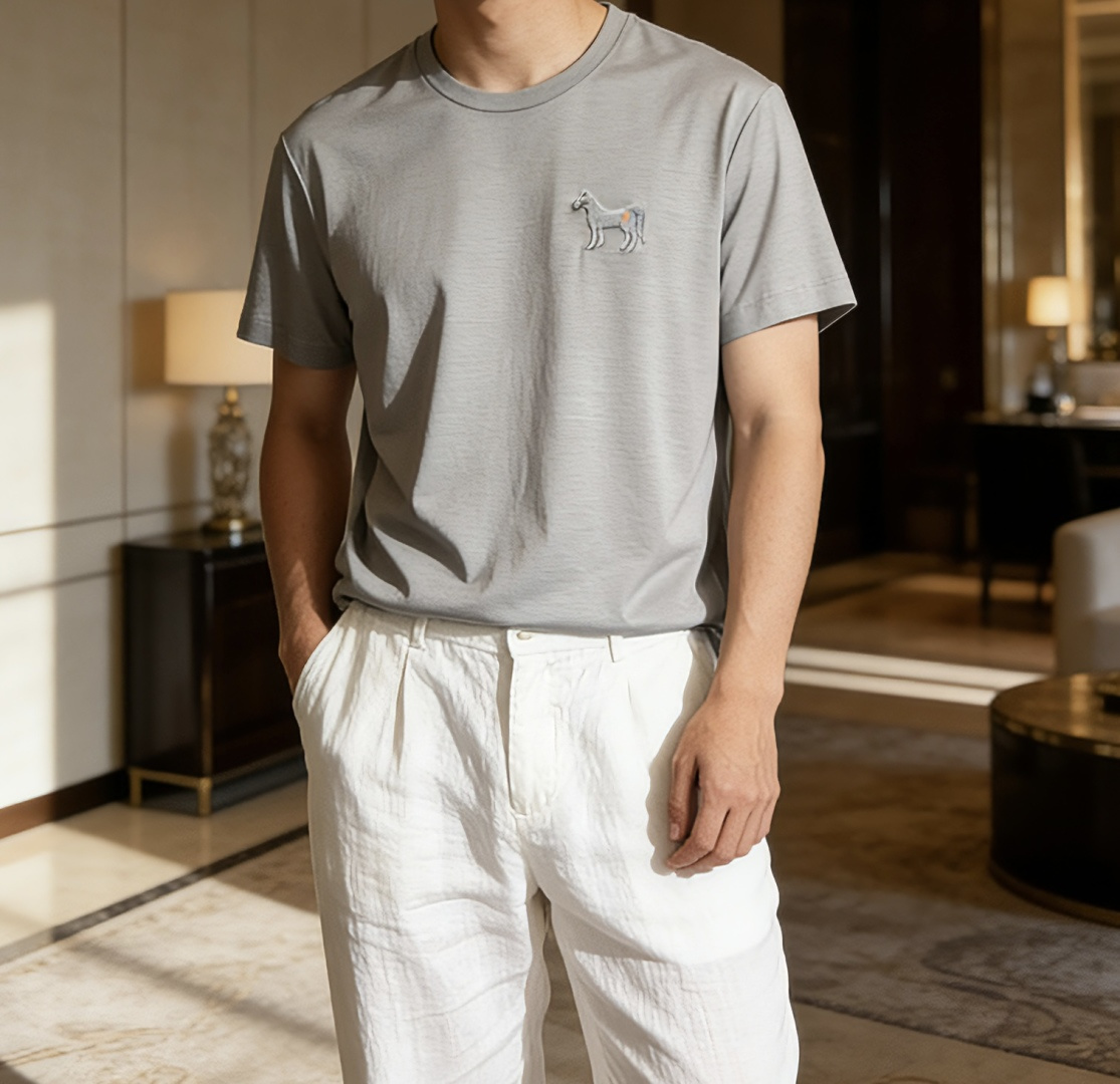 爱🐎仕 2026春夏新款男士短袖T恤，全新升级百搭基础款，低调奢华，品格之选！甄选进口丝光棉打造而成，吸