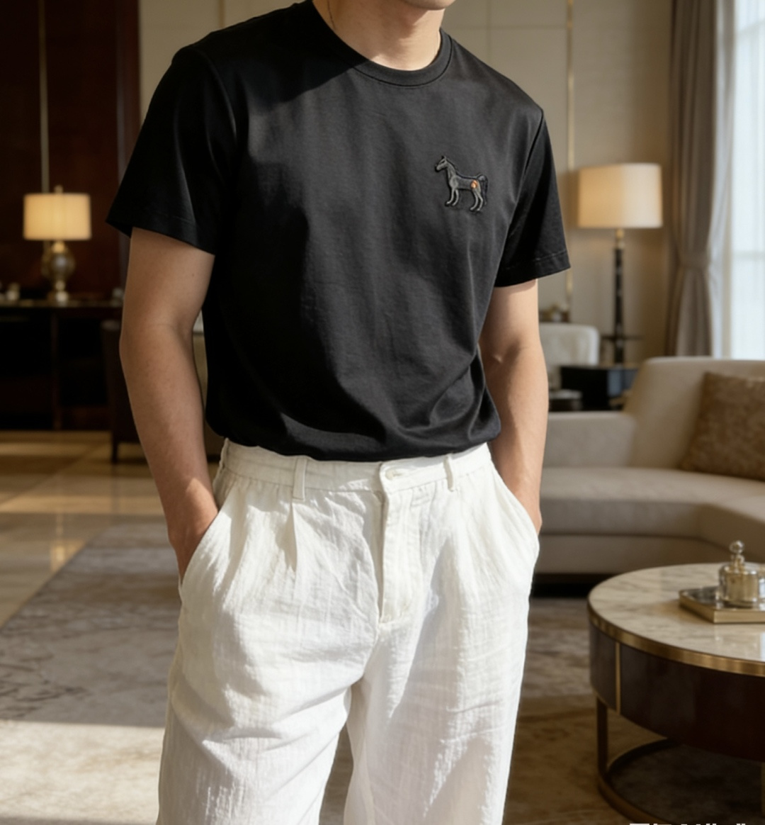 爱🐎仕 2026春夏新款男士短袖T恤，全新升级百搭基础款，低调奢华，品格之选！甄选进口丝光棉打造而成，吸