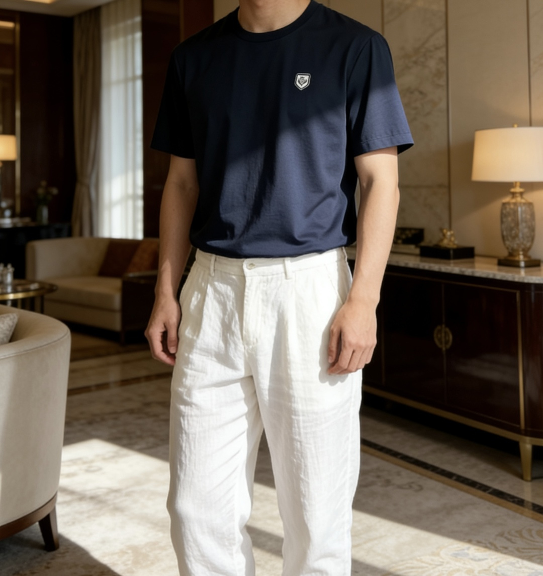 loro Piana家 2026春夏最新盾牌🛡️男士圆领T恤衫，精选全进口客供顶级丝光棉面料，胸前标志性