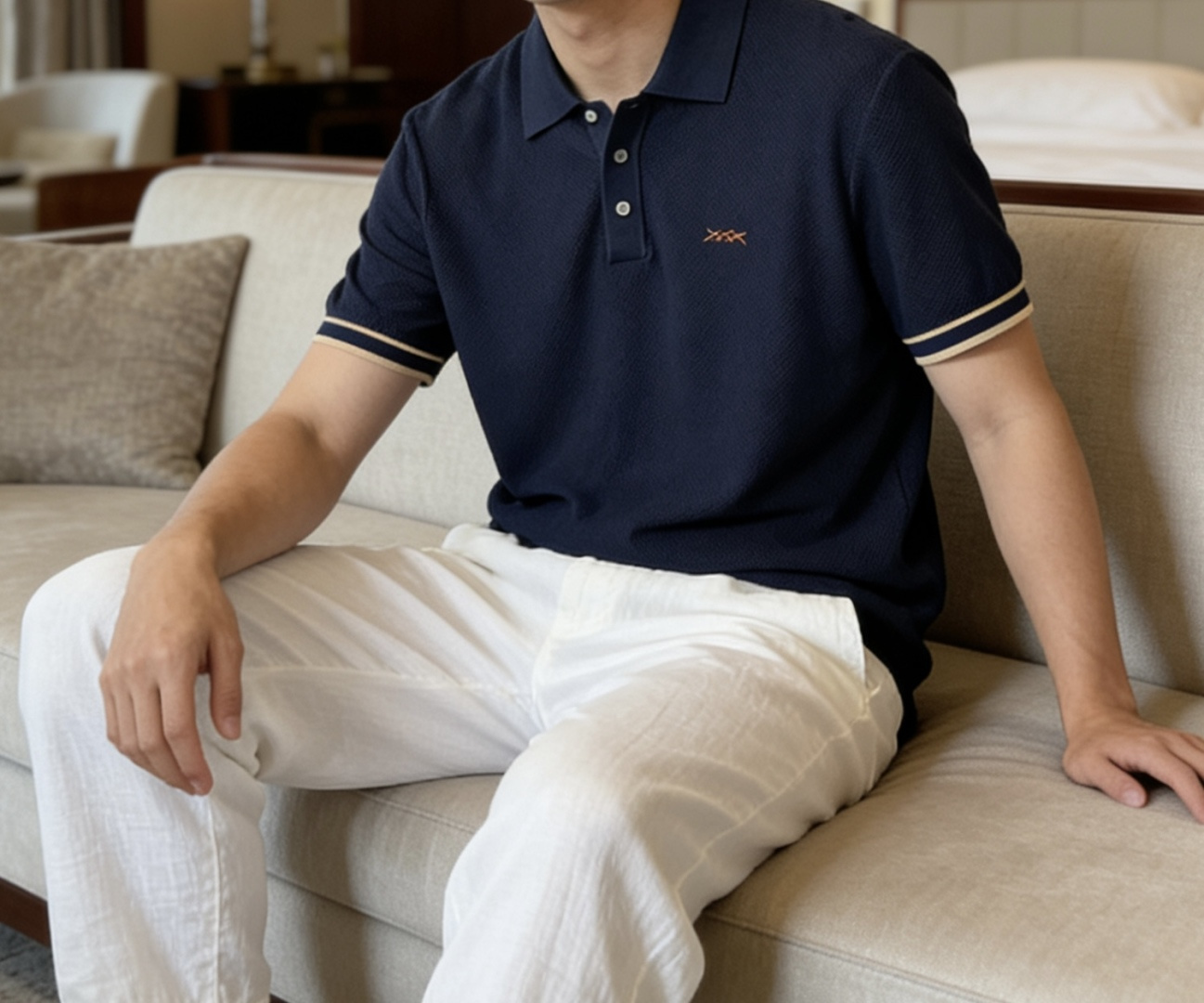 杰ni亚 Z*gna2026春夏最新xxx绣标男士短袖翻领针织衫，精选针织棉质面料制成， 80支超柔长绒