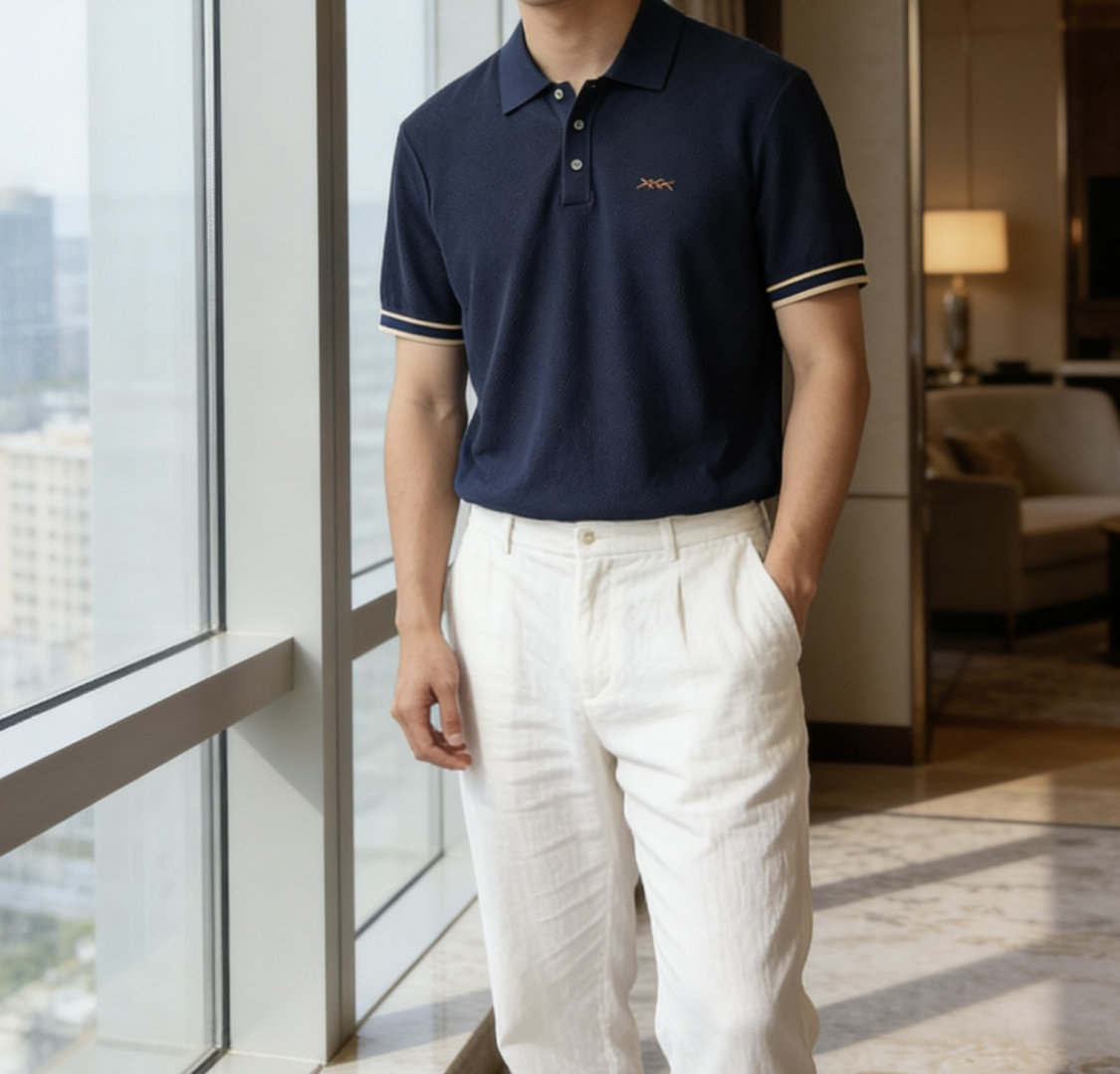 杰ni亚 Z*gna2026春夏最新xxx绣标男士短袖翻领针织衫，精选针织棉质面料制成， 80支超柔长绒