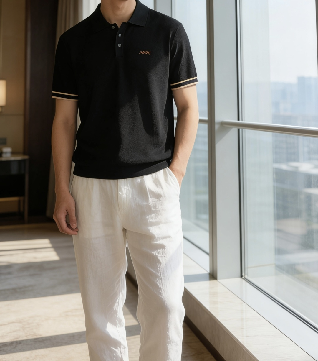 杰ni亚 Z*gna2026春夏最新xxx绣标男士短袖翻领针织衫，精选针织棉质面料制成， 80支超柔长绒