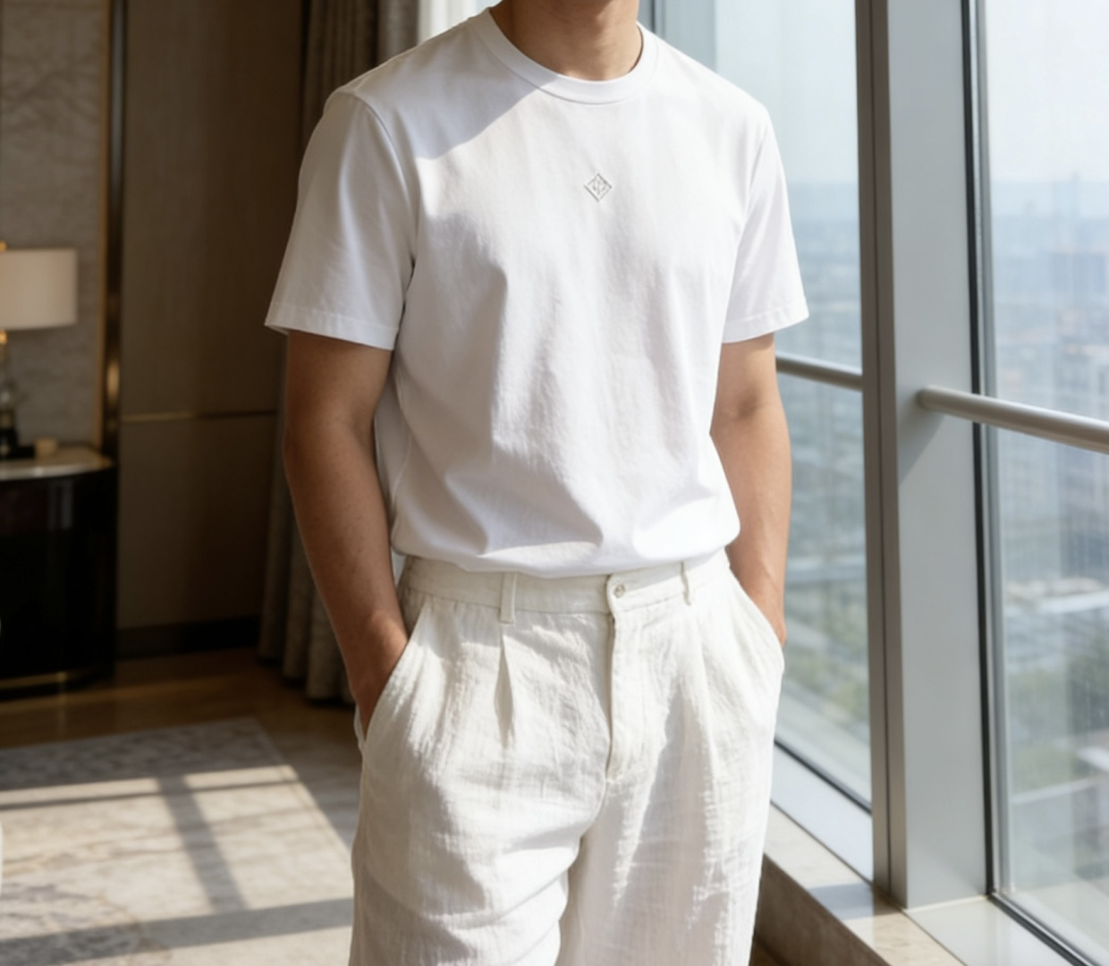 loro Piana家 2026春夏最新菱形字母绣标男士圆领T恤衫，精选全进口客供顶级丝光棉面料，胸前标
