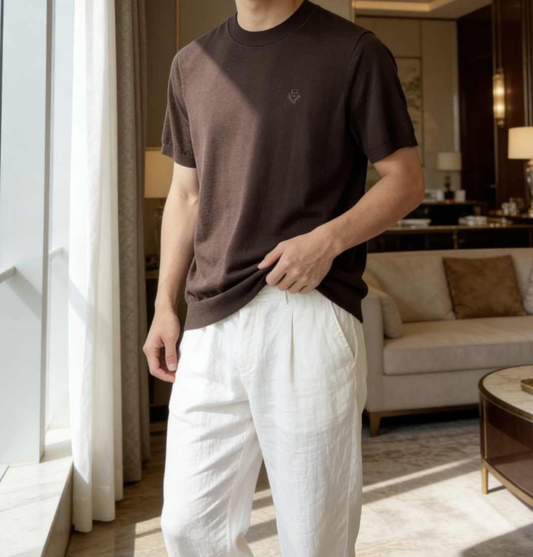 loro Piana 1966ss夏季新品男士针织圆领短袖衫！独家首发 采用纤维超细与高弹的伊力特纱线织