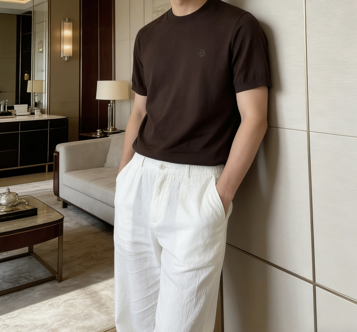 loro Piana 1966ss夏季新品男士针织圆领短袖衫！独家首发 采用纤维超细与高弹的伊力特纱线织