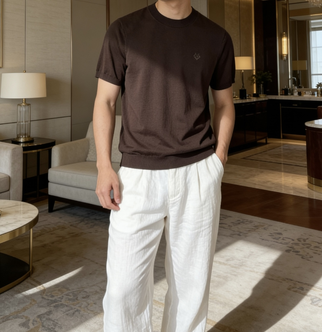 loro Piana 1966ss夏季新品男士针织圆领短袖衫！独家首发 采用纤维超细与高弹的伊力特纱线织