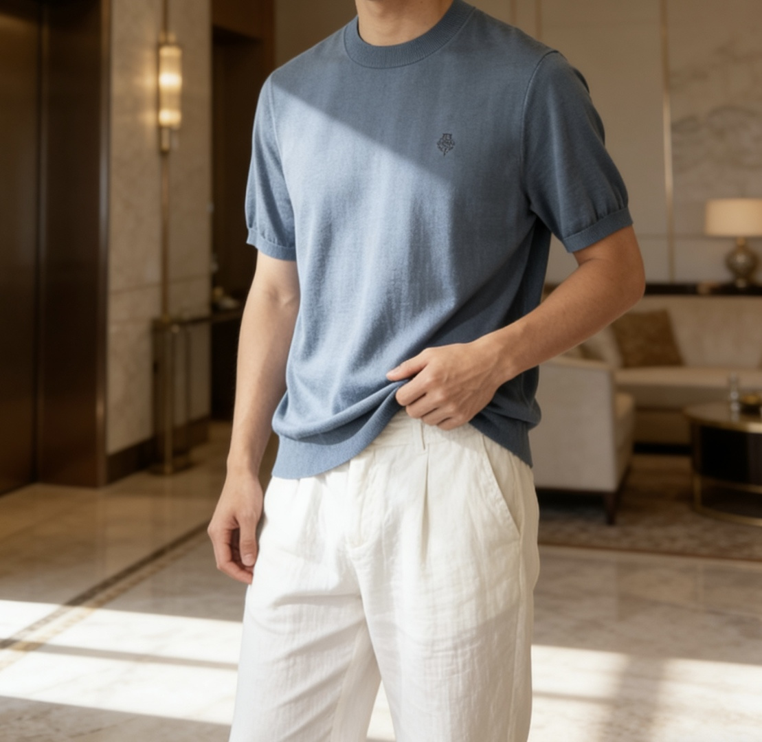 loro Piana 1966ss夏季新品男士针织圆领短袖衫！独家首发 采用纤维超细与高弹的伊力特纱线织