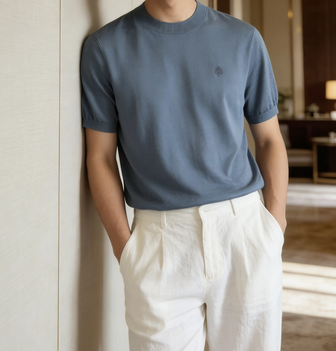 loro Piana 1966ss夏季新品男士针织圆领短袖衫！独家首发 采用纤维超细与高弹的伊力特纱线织