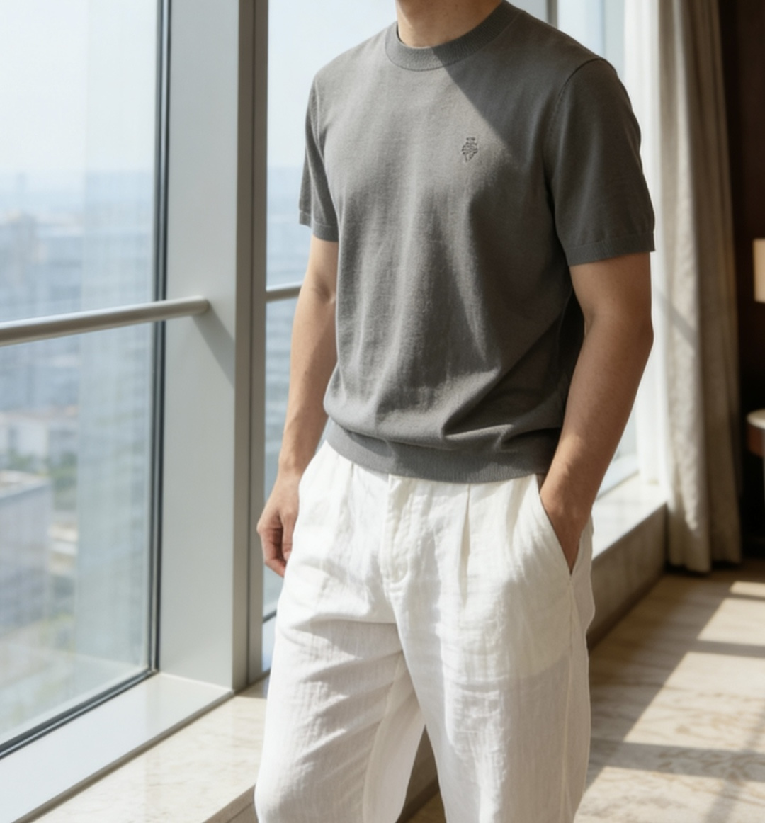 loro Piana 1966ss夏季新品男士针织圆领短袖衫！独家首发 采用纤维超细与高弹的伊力特纱线织