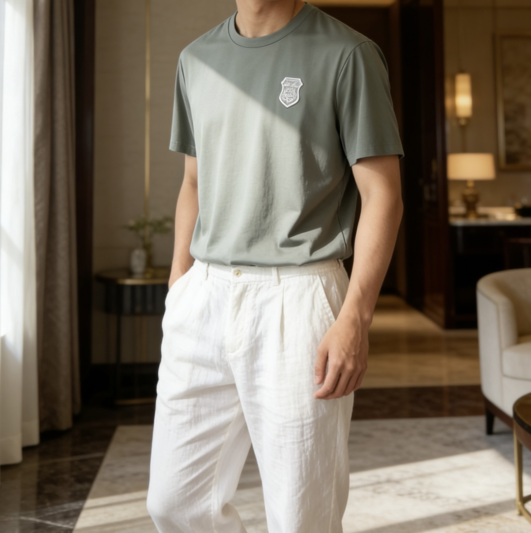loro Piana家 2026春夏最新盾牌🛡️男士圆领T恤衫，精选全进口客供顶级丝光棉面料，胸前标志性
