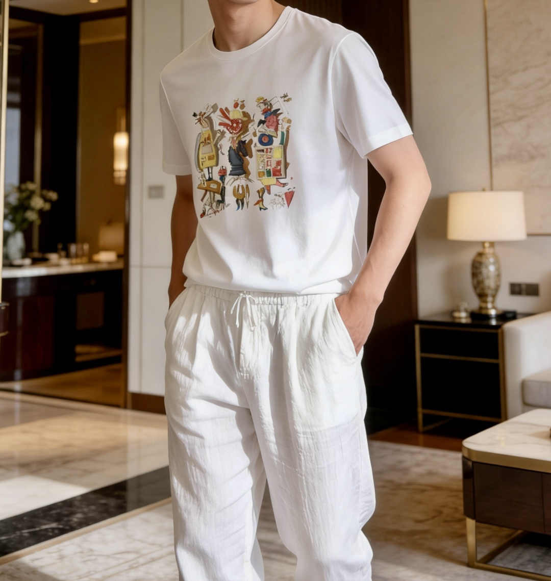爱*仕 2026春夏最新马戏团印花男士圆领T恤衫，胸前极具代表性的马戏团图案，采用进口机数码印花，全棉数