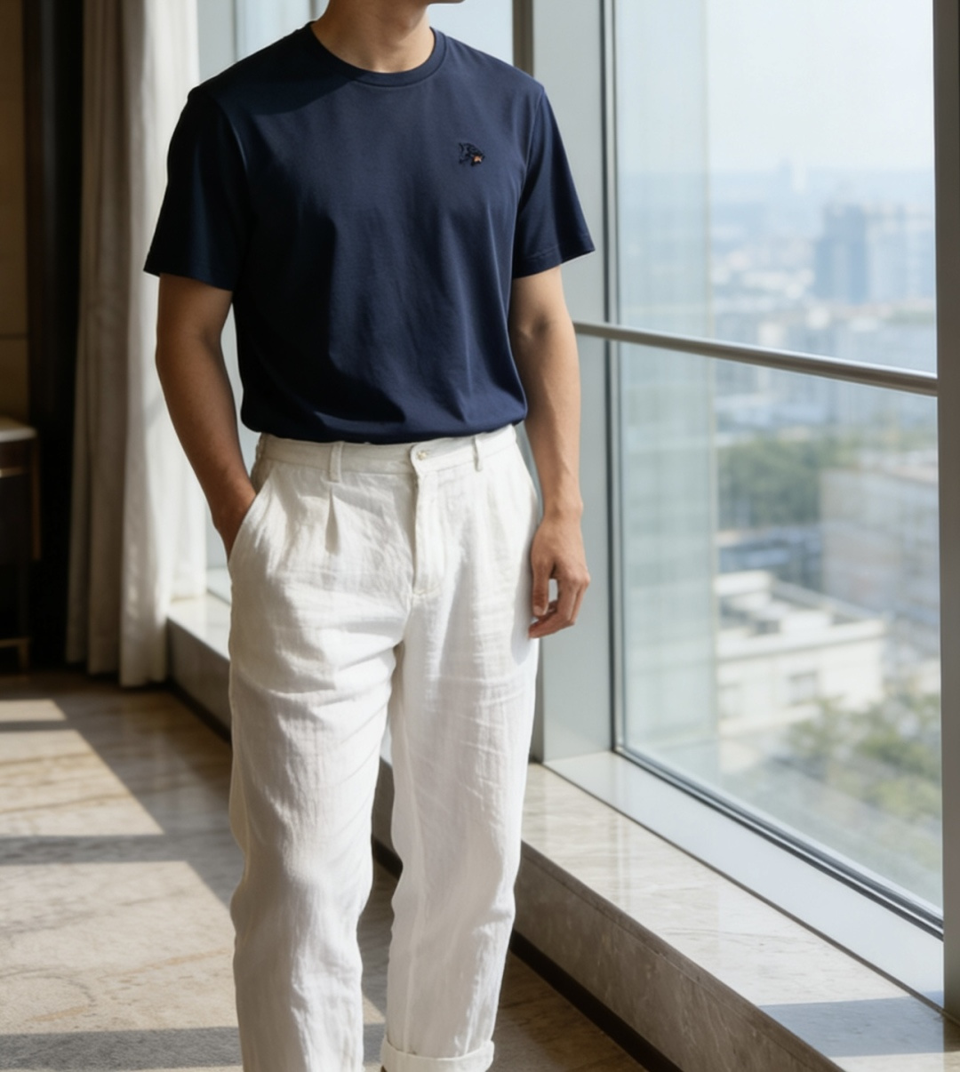 爱*仕 2026春夏最新马头绣标男士圆领T恤衫，胸前极具代表性的马头徽标，采用高端3D立体刺绣工艺，精致