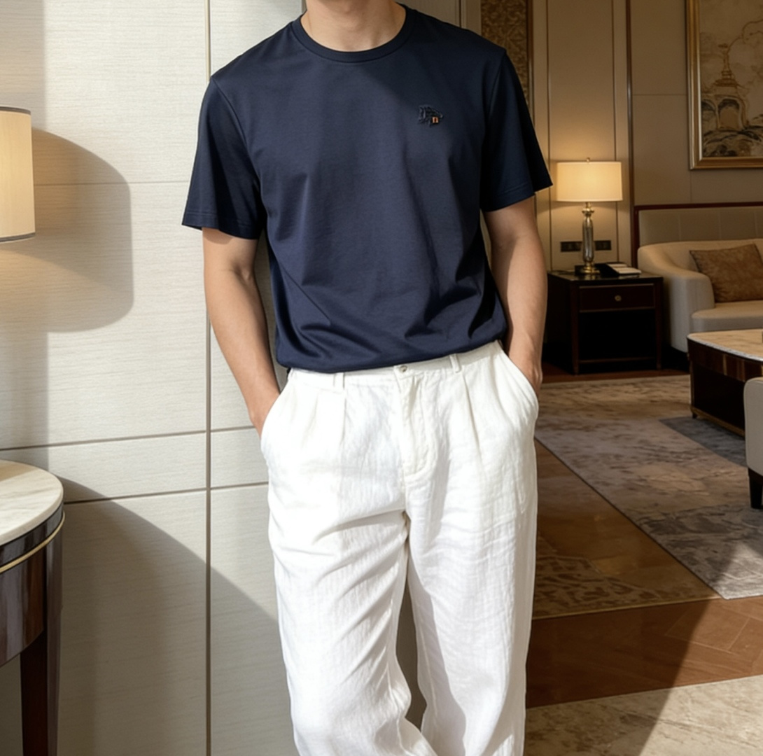 爱*仕 2026春夏最新马头绣标男士圆领T恤衫，胸前极具代表性的马头徽标，采用高端3D立体刺绣工艺，精致
