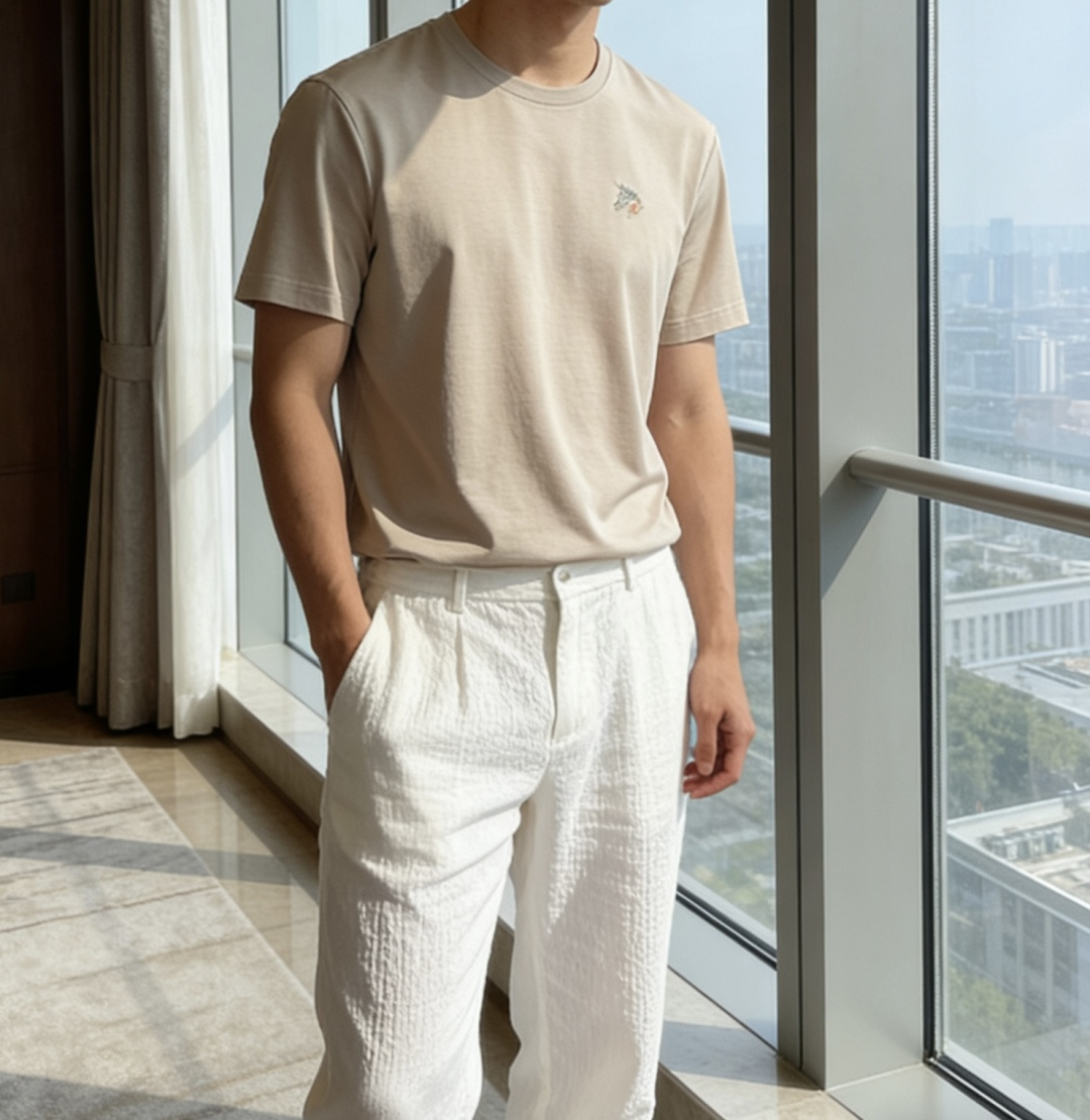 爱*仕 2026春夏最新马头绣标男士圆领T恤衫，胸前极具代表性的马头徽标，采用高端3D立体刺绣工艺，精致