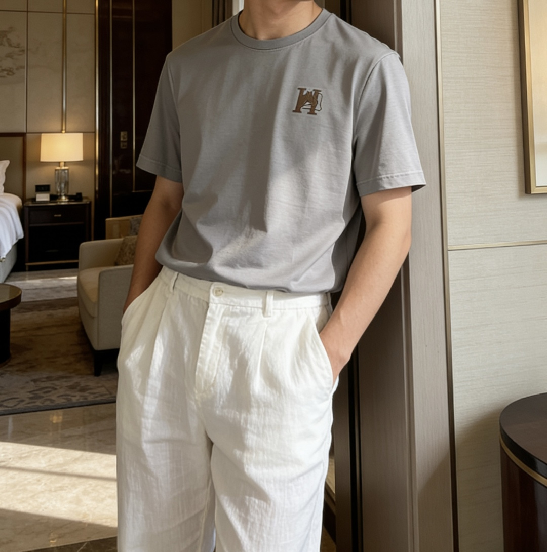爱*仕 26ss春夏最新男士圆领T恤衫，胸前极经典H➕马头🐴图案设计 带来强烈的视觉感官，品牌标识度极高