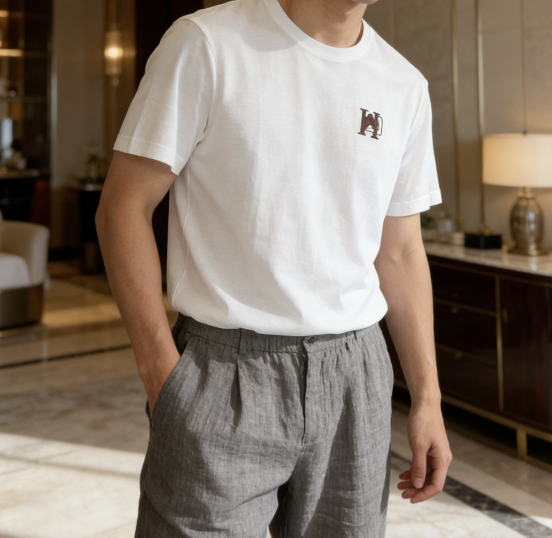 爱*仕 26ss春夏最新男士圆领T恤衫，胸前极经典H➕马头🐴图案设计 带来强烈的视觉感官，品牌标识度极高