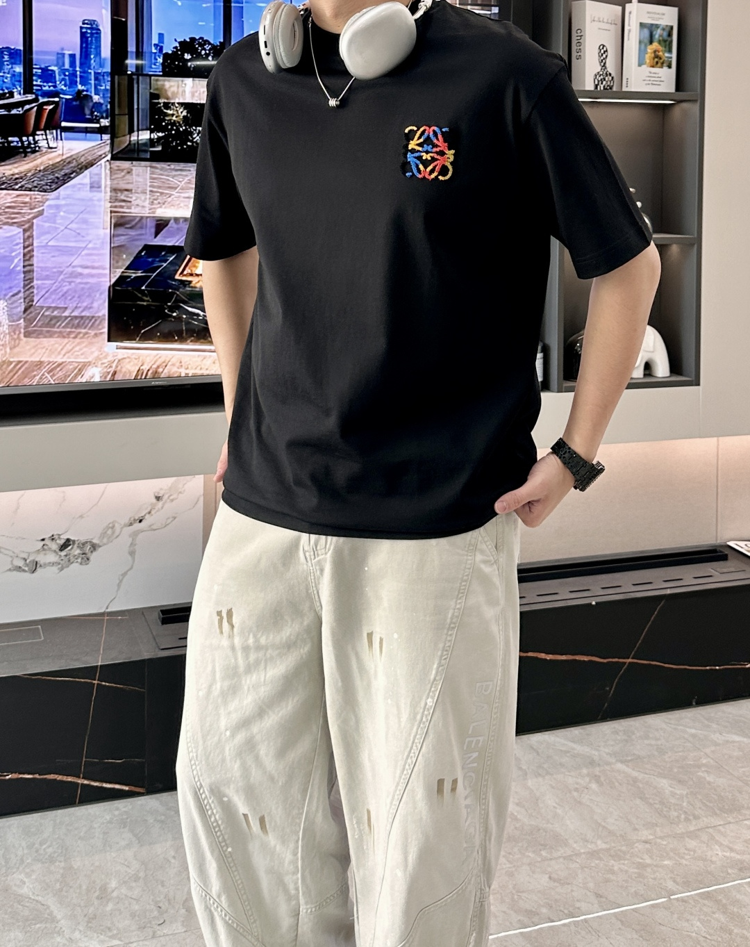 Loewe  2026春夏新款首发专柜最新款短袖T恤 高端订制 设计前卫时尚！品牌logo重工艺设计 高
