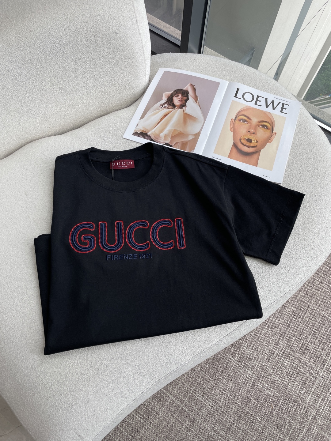 Gucc 2026春夏款/官网同步面料采用重磅纯棉精梳棉面料，OS宽松版型，上身版型超正！日常百搭，衣橱