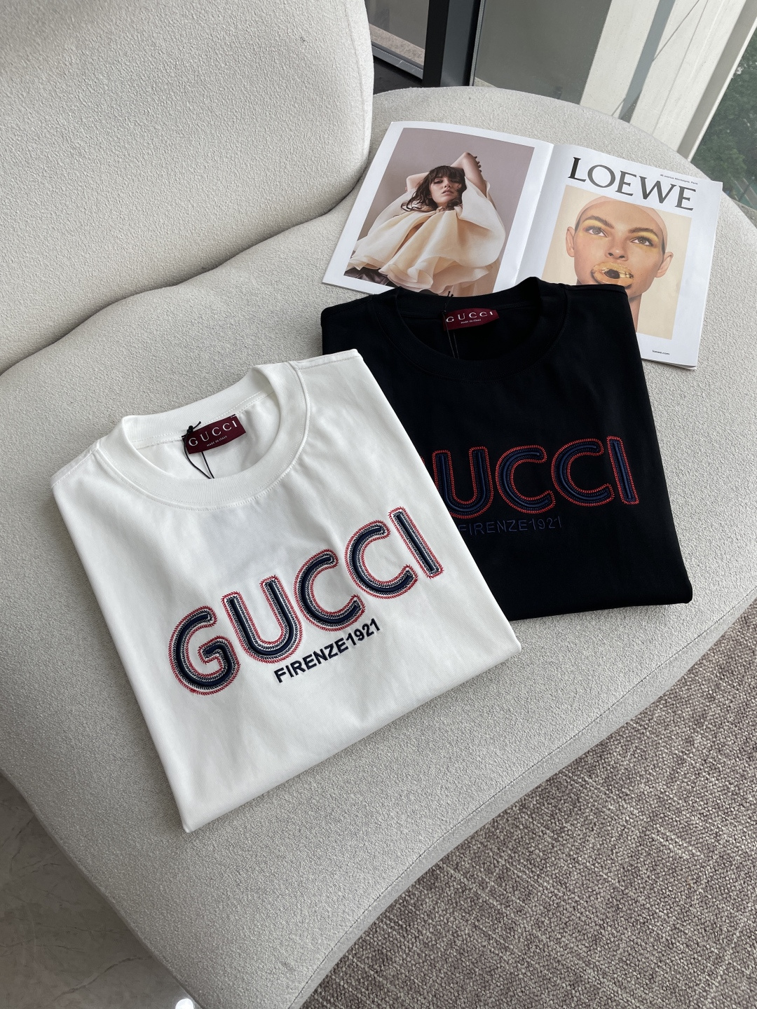 Gucc 2026春夏款/官网同步面料采用重磅纯棉精梳棉面料，OS宽松版型，上身版型超正！日常百搭，衣橱