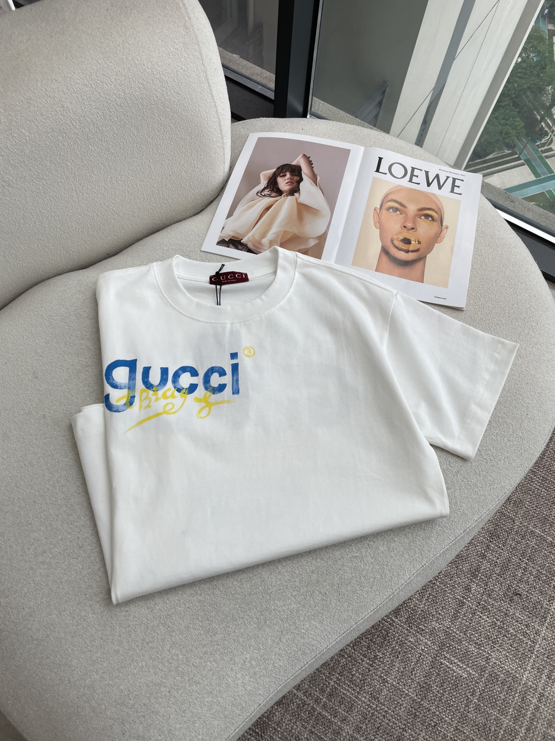 Gucc2026春夏款/官网同步面料采用重磅纯棉精梳棉面料，OS宽松版型，上身版型超正！日常百搭，衣橱必