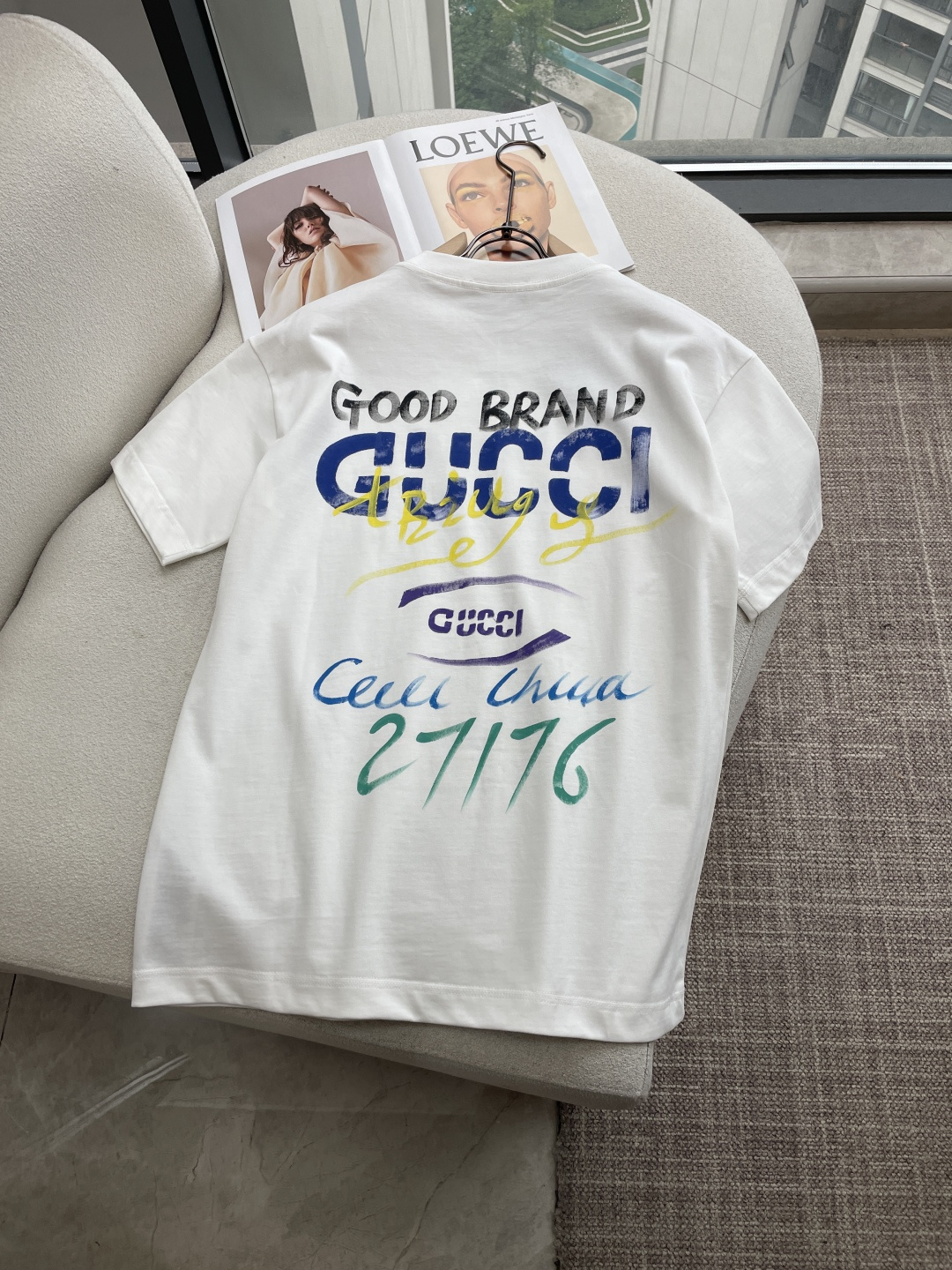 Gucc2026春夏款/官网同步面料采用重磅纯棉精梳棉面料，OS宽松版型，上身版型超正！日常百搭，衣橱必