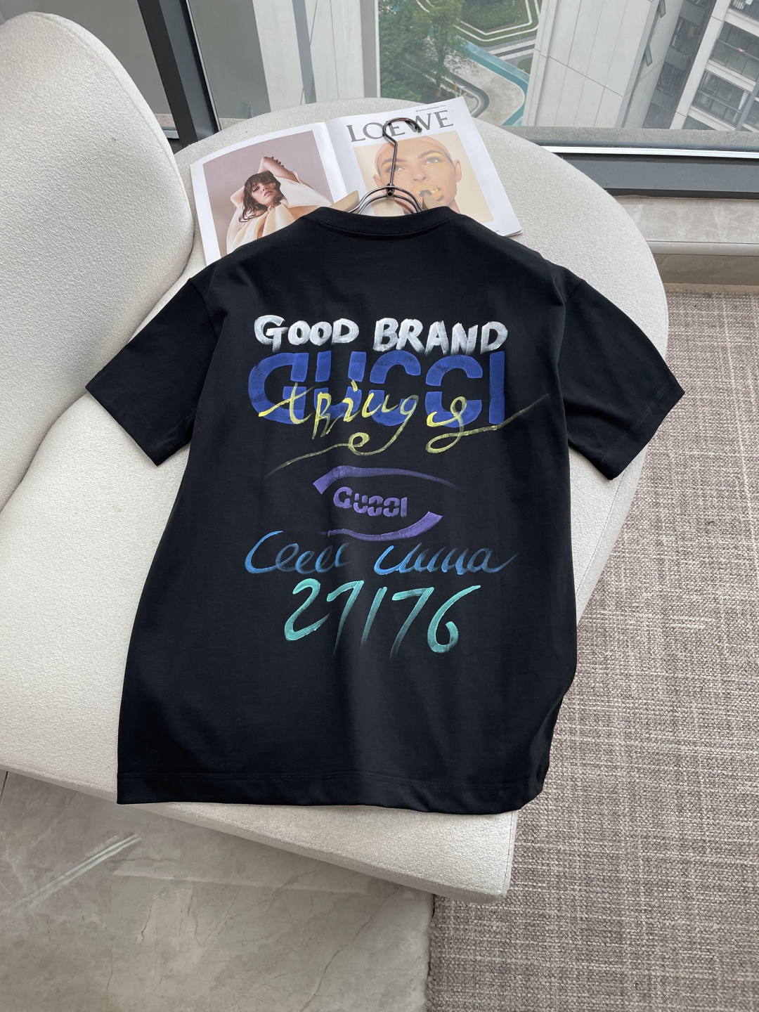 Gucc2026春夏款/官网同步面料采用重磅纯棉精梳棉面料，OS宽松版型，上身版型超正！日常百搭，衣橱必