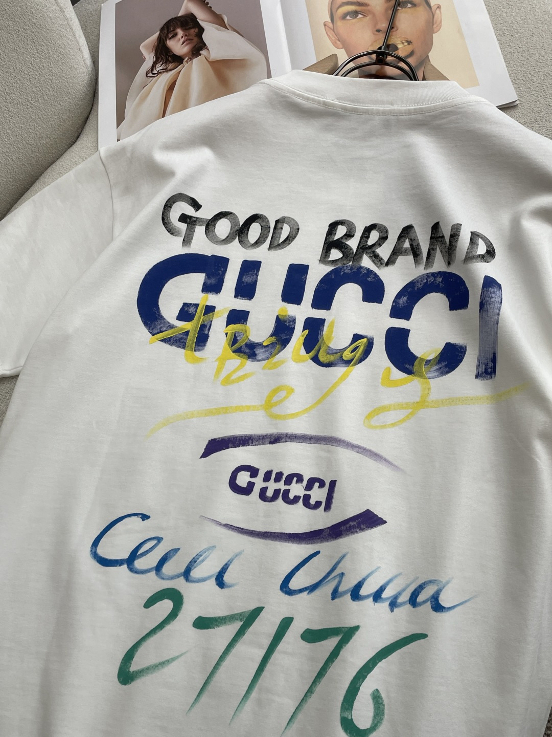 Gucc2026春夏款/官网同步面料采用重磅纯棉精梳棉面料，OS宽松版型，上身版型超正！日常百搭，衣橱必