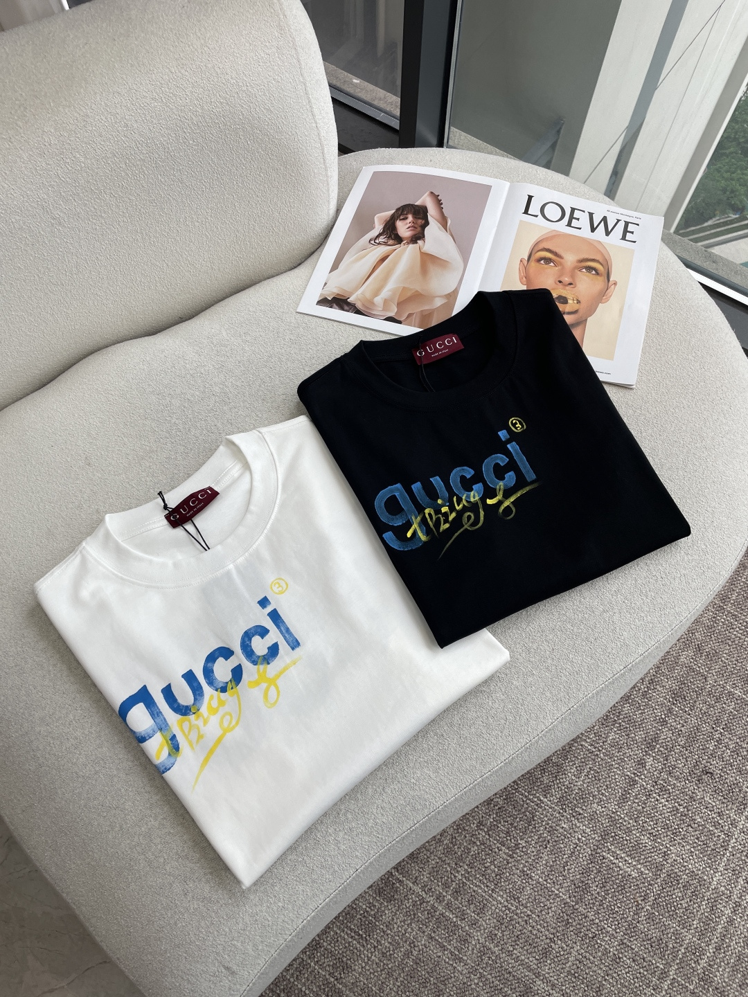 Gucc2026春夏款/官网同步面料采用重磅纯棉精梳棉面料，OS宽松版型，上身版型超正！日常百搭，衣橱必