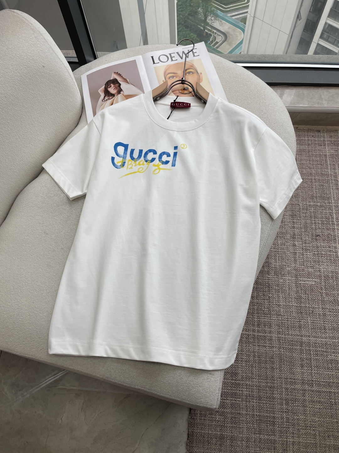 Gucc2026春夏款/官网同步面料采用重磅纯棉精梳棉面料，OS宽松版型，上身版型超正！日常百搭，衣橱必