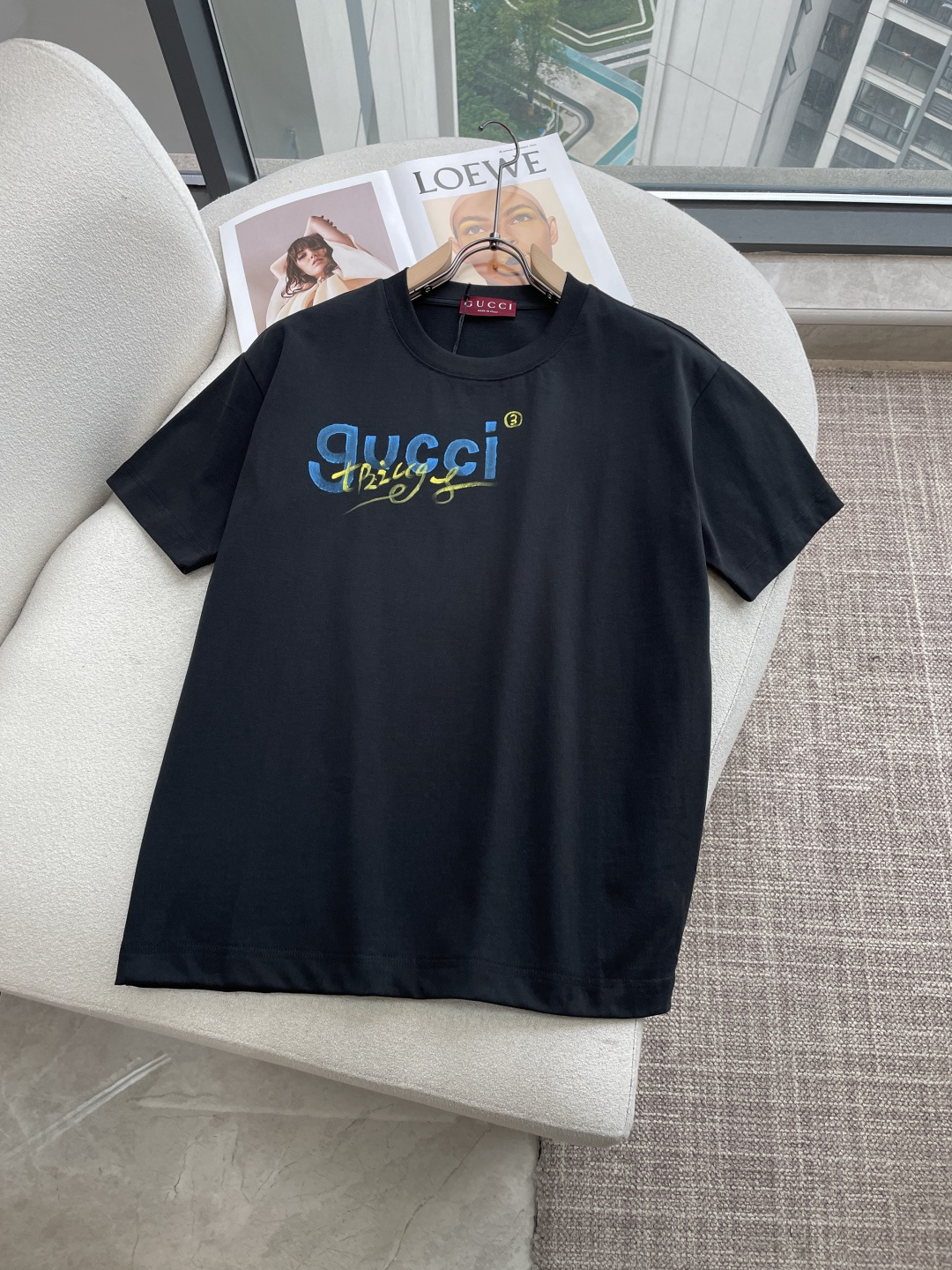 Gucc2026春夏款/官网同步面料采用重磅纯棉精梳棉面料，OS宽松版型，上身版型超正！日常百搭，衣橱必