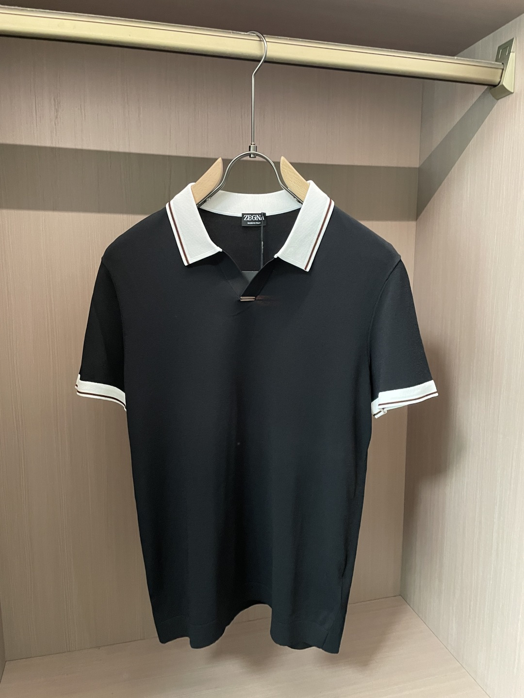 EZ高端春夏新款一比一专柜款，进口纯棉针织翻领短Tee，高端男士纯色针织撞色领短袖T恤，Polo衫！贸易