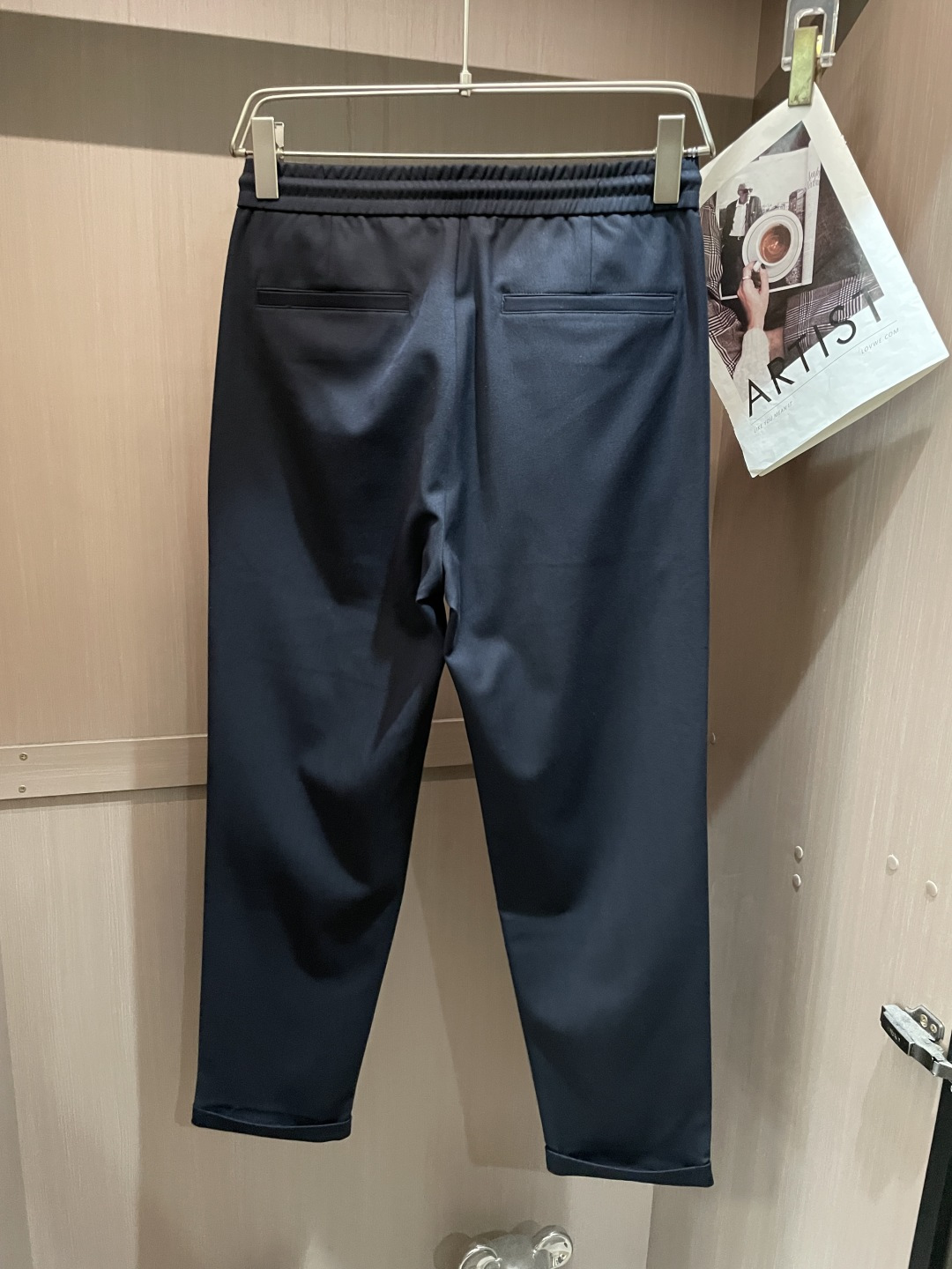 AS春夏新款人字纹棉麻混纺抽绳休闲裤，男士时尚裤脚卷边直筒修身休闲长裤九分裤！贸易公司渠道稀出，同步官网