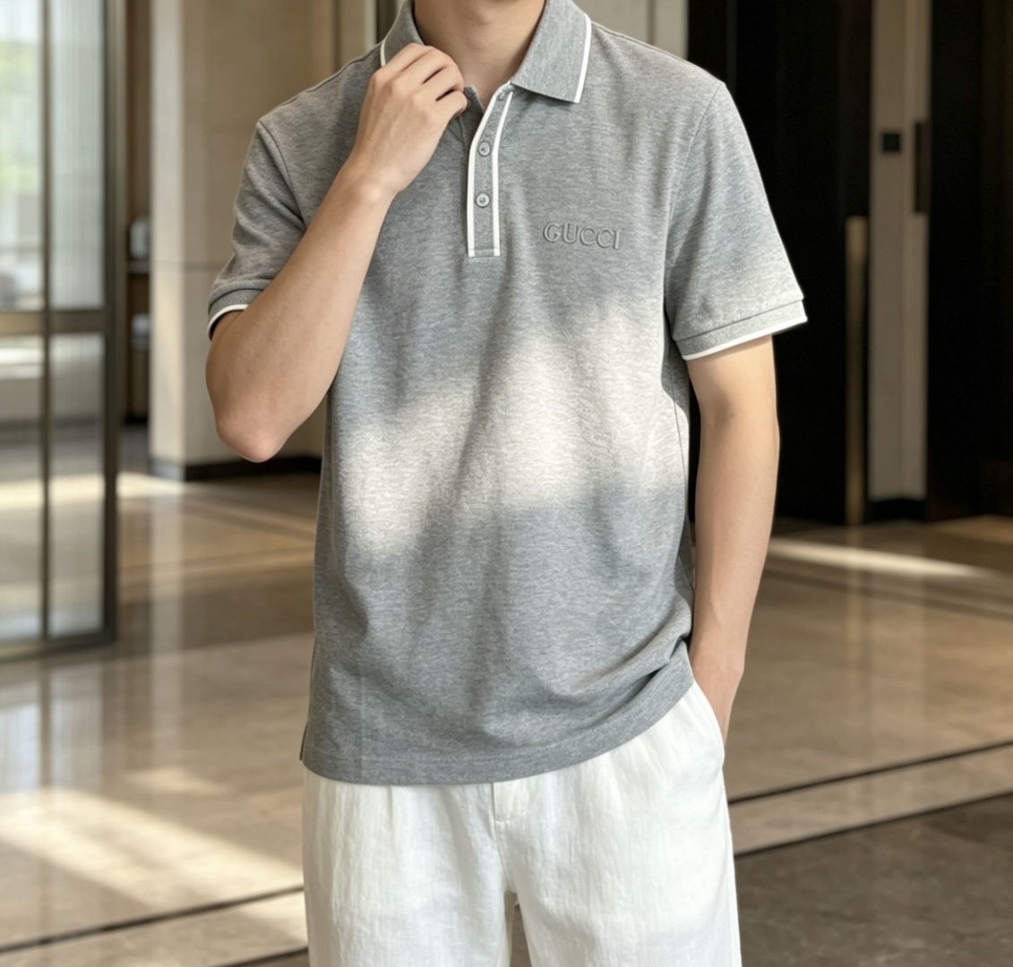 Gucc 2026春夏 官网同步 熟男 轻熟男 最爱款式 经典大气百搭商务休闲Polo领T恤 采用进口双